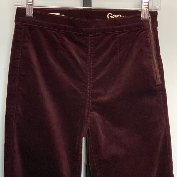 GAP Burgundy Velvet Side Zip Leggings Size 26R - Picture 3 of 7